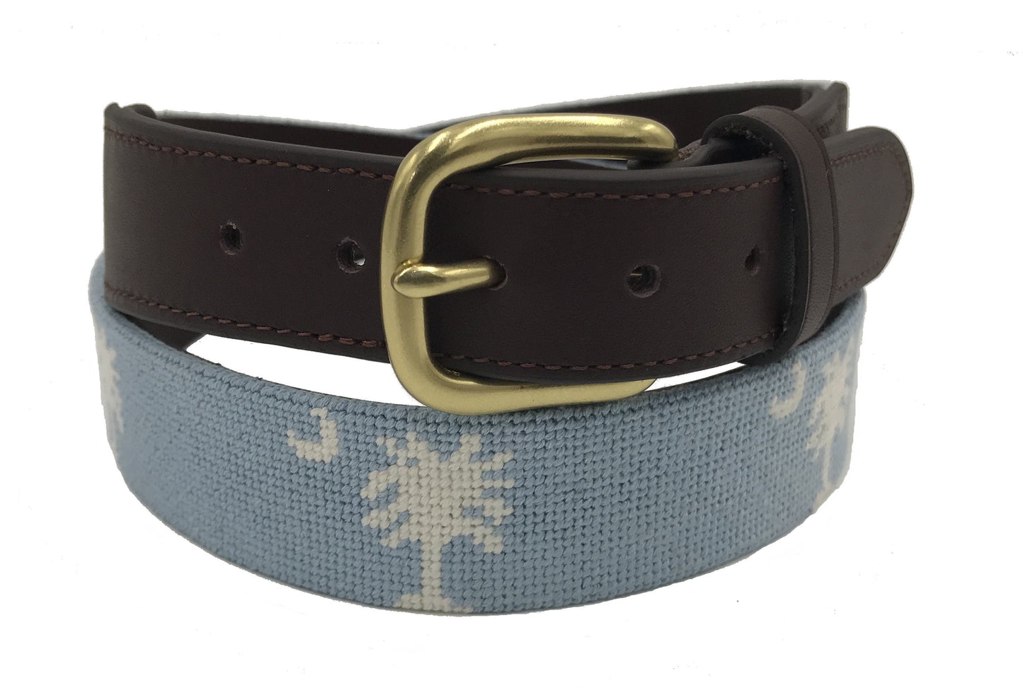 Charleston Belt Carolina Crescent Palmetto Hand-stitched Needlepoint Belt - The Golf Guys Online