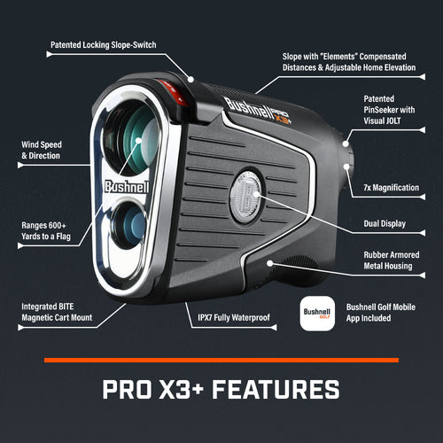 Bushnell - Pro X3+ Laser Golf Rangefinder - Black - The Golf Guys Online