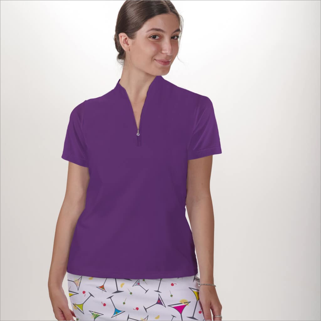 PURPLE POLO QUARTER ZIP TOP - The Golf Guys Online
