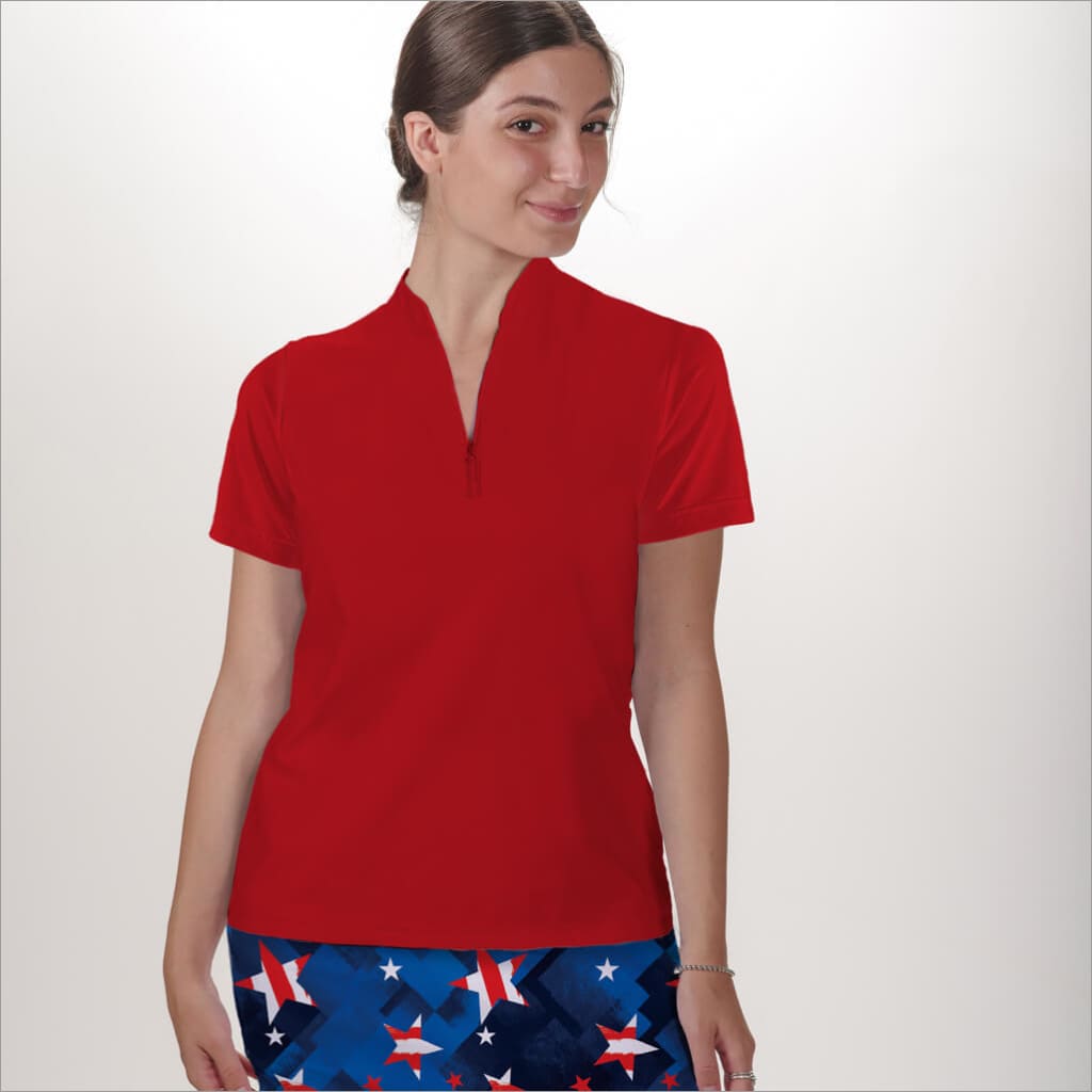 RED POLO QUARTER ZIP TOP - The Golf Guys Online