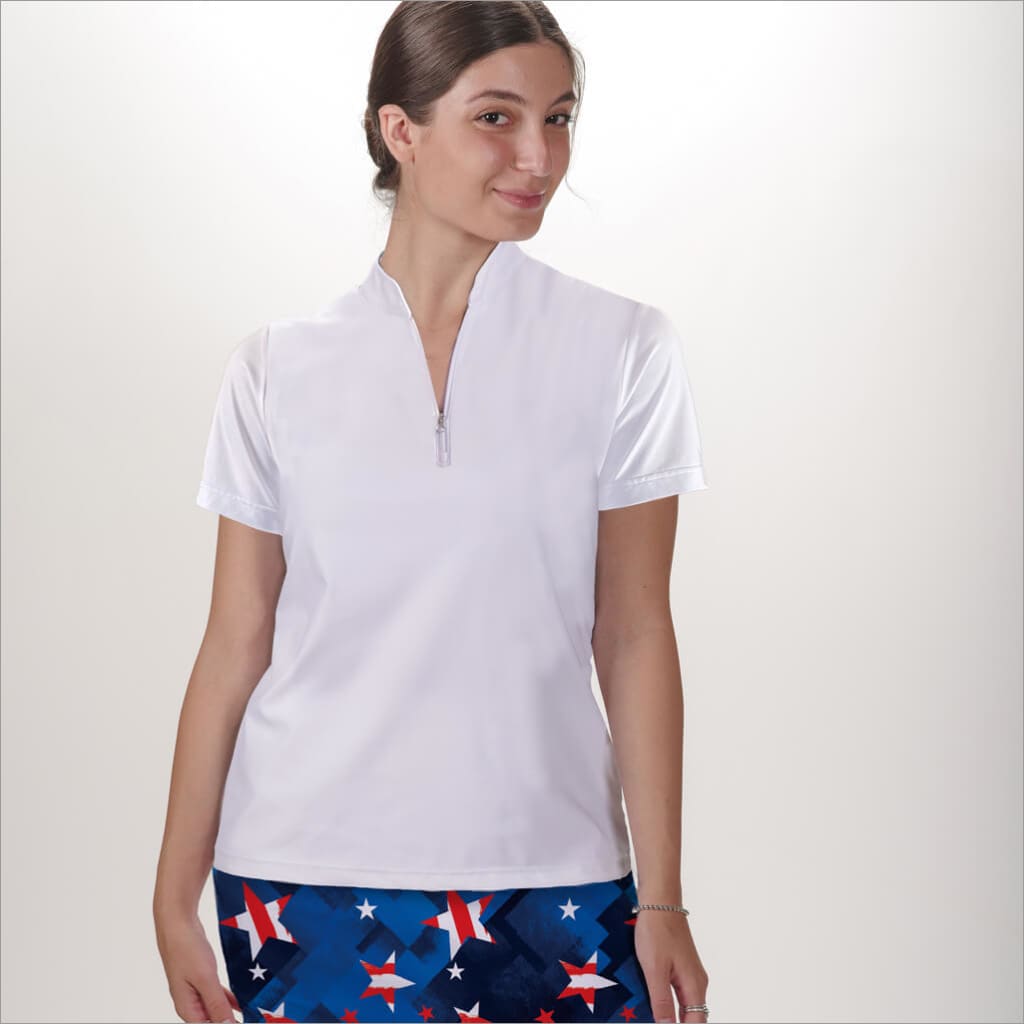 WHITE POLO QUARTER ZIP TOP - The Golf Guys Online
