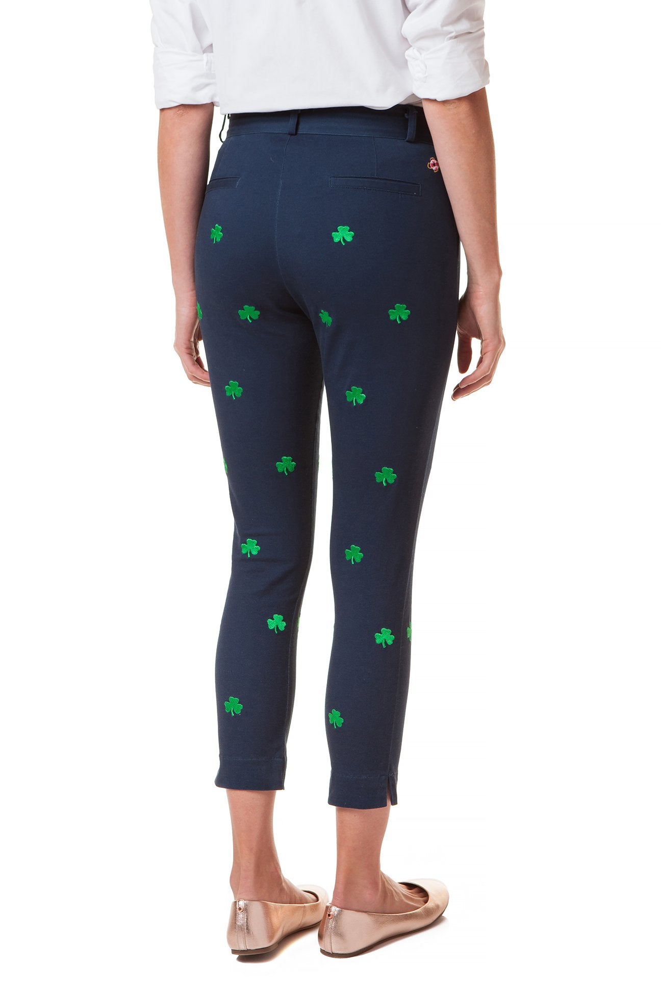 Ankle Capri Stretch Nantucket Navy with Shamrock - The Golf Guys Online