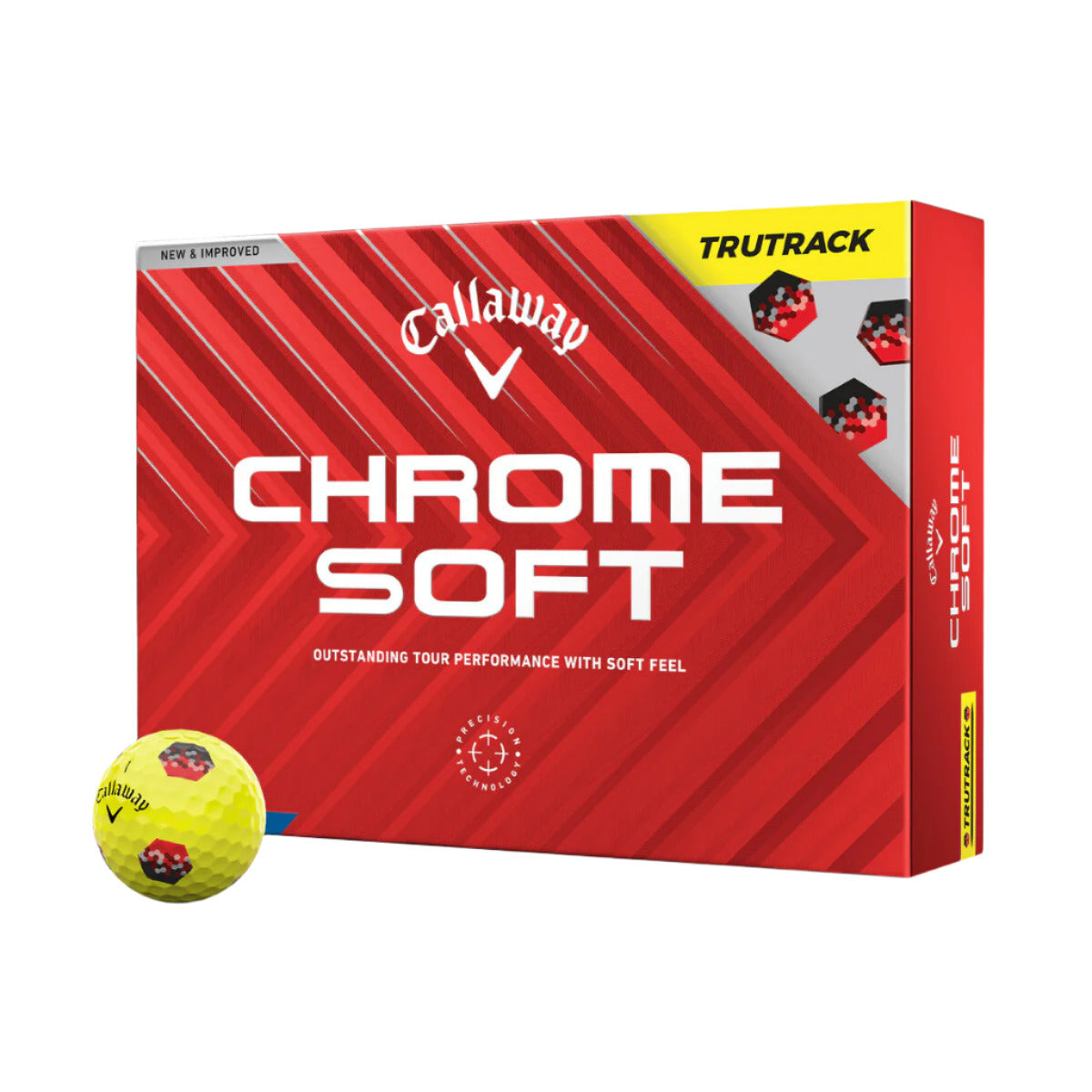 Callaway Chrome Soft TruTrack Yellow - Black & Red 2024 Golf Balls - The Golf Guys Online