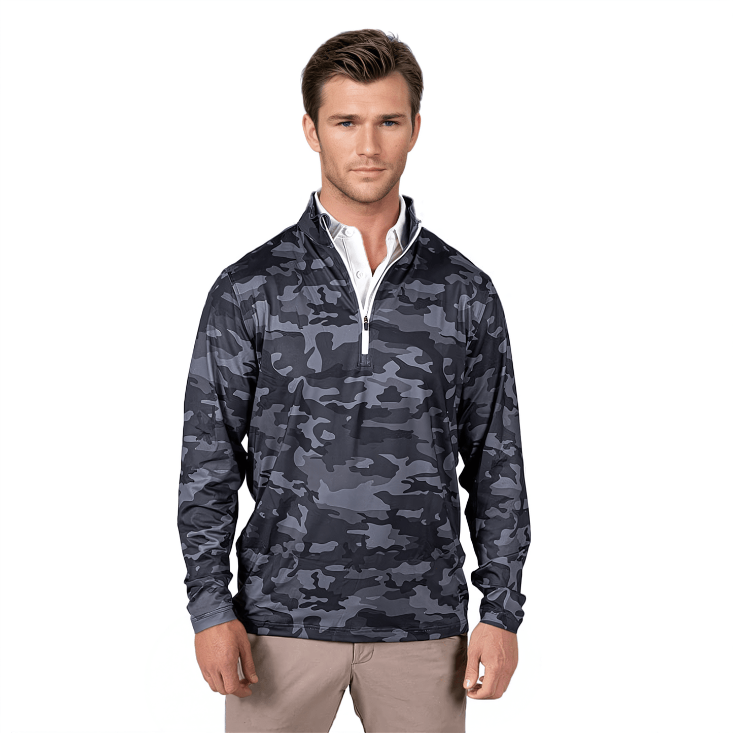 Black Camo Men's Q-Zip - The Golf Guys Online