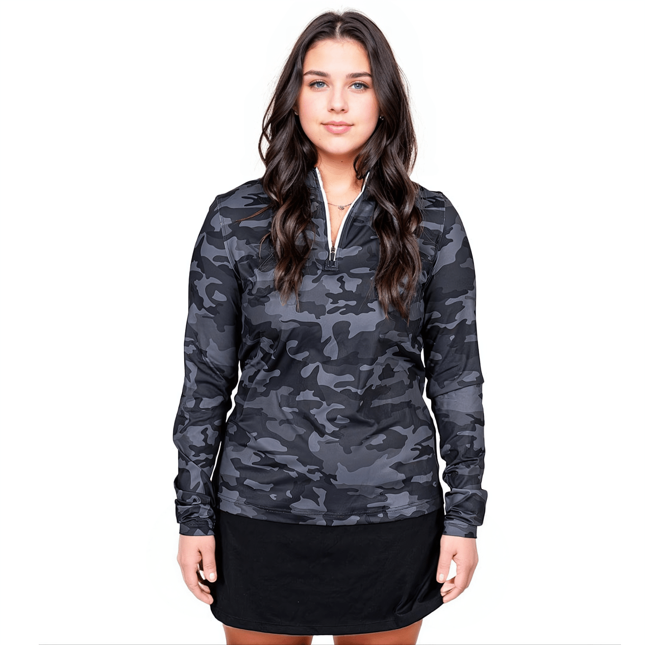 Black Camo Women's Q-Zip - The Golf Guys Online