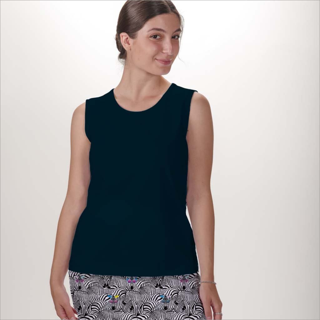 BLACK SLEEVELESS CREW NECK TOP - The Golf Guys Online
