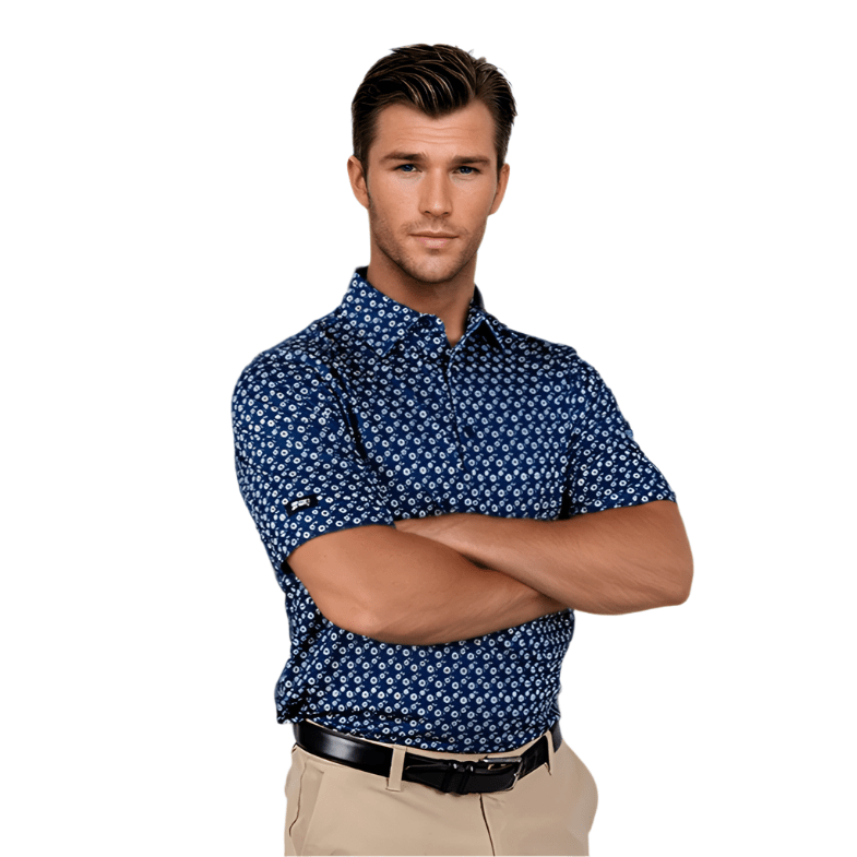 Blue Floral Men's Polo - The Golf Guys Online