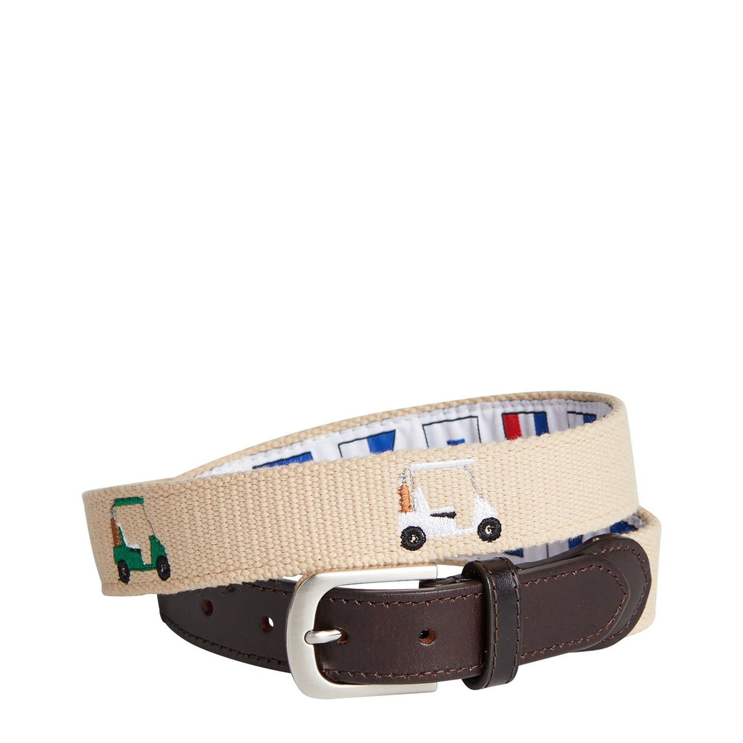 Bowsprit Belt Tan Embroidered With Golf Carts - The Golf Guys Online