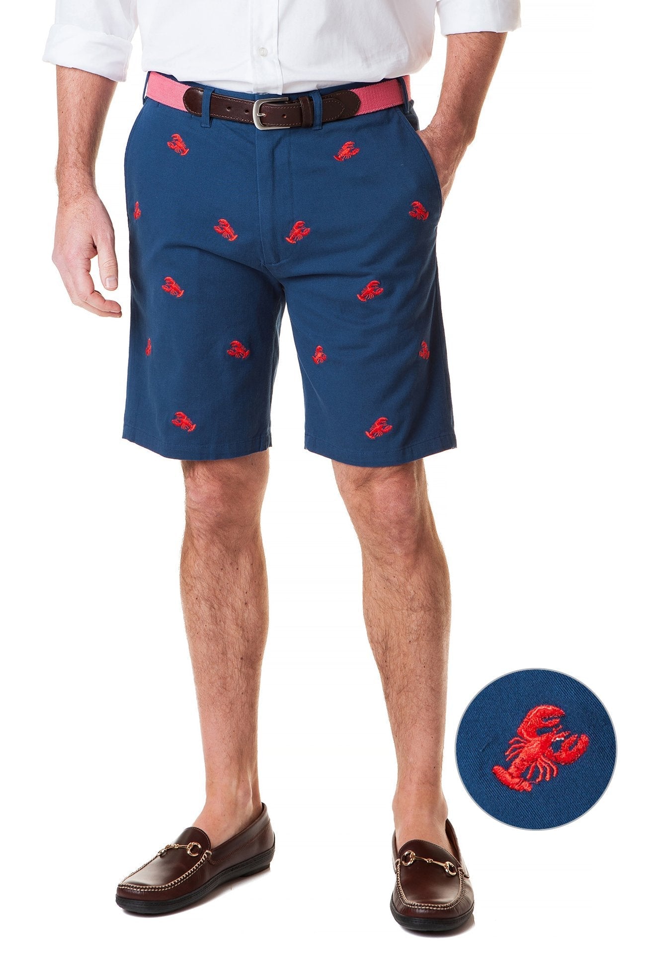 Cisco Short Stretch Twill Nantucket Navy With Lobster - The Golf Guys Online