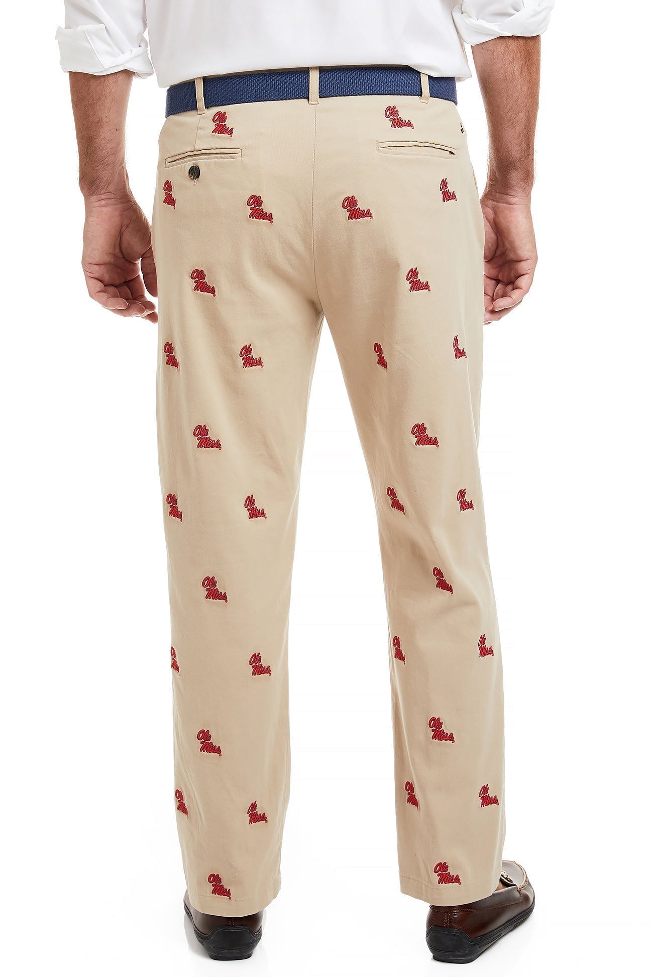 Collegiate Stretch Twill Pant Khaki with Ole Miss - The Golf Guys Online