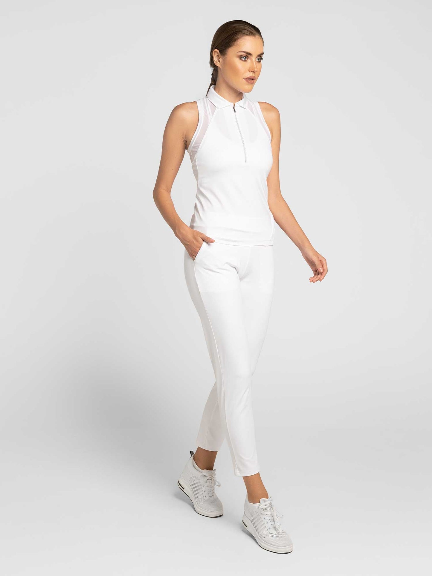 Stylish Women's Golf Pants - Fitted Design with Moisture-Wicking - White - The Golf Guys Online