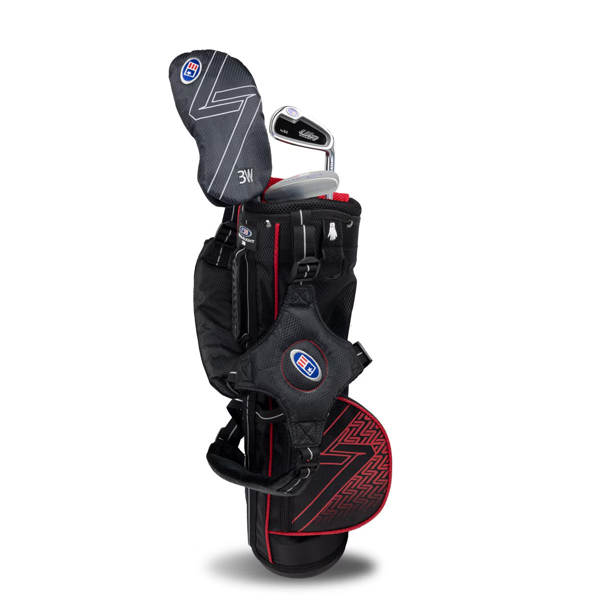 U.S. Kids Golf UL-7 3 Club Stand Set (Approx Age 4, Height 39"-42") Black/Red Bag - The Golf Guys Online