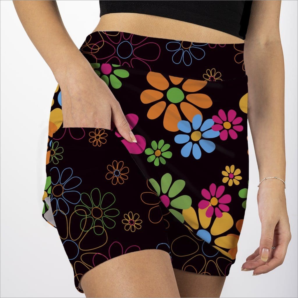 NIGHT DAISIES BLACK SKORT - The Golf Guys Online