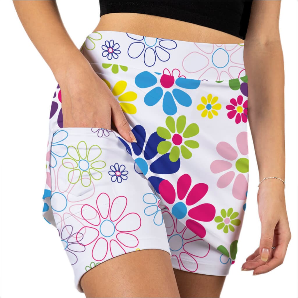 NIGHT DAISIES WHITE SKORT - The Golf Guys Online