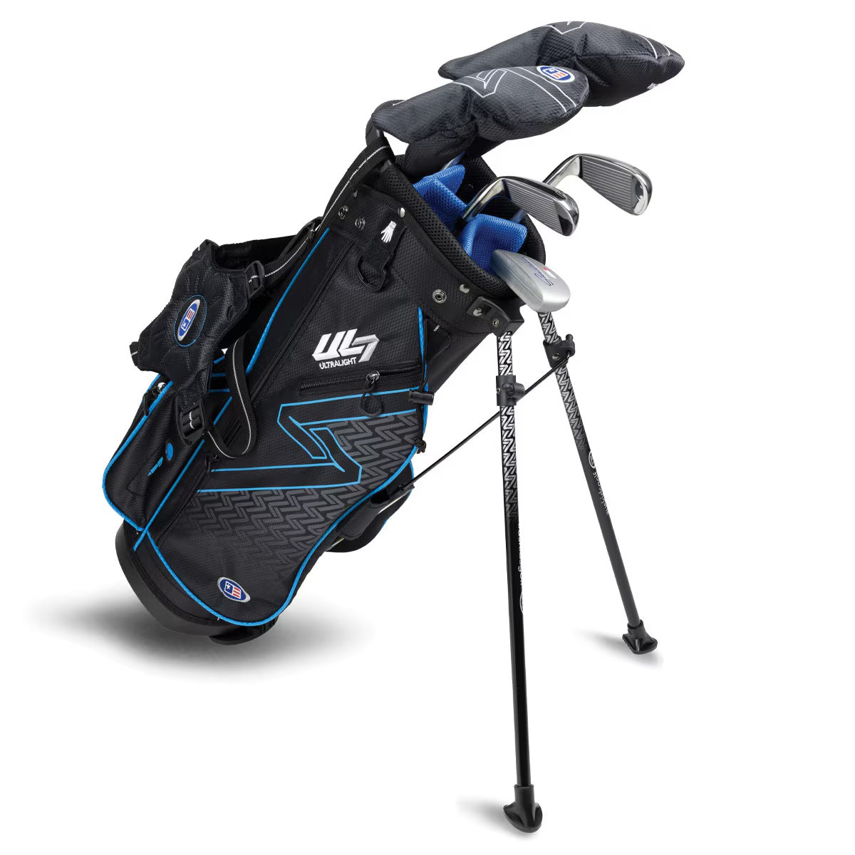 U.S. Kids Golf UL-7 5 Club Stand Set (Approx Age 7, Height 48"-51") Black/Teal Bag - The Golf Guys Online