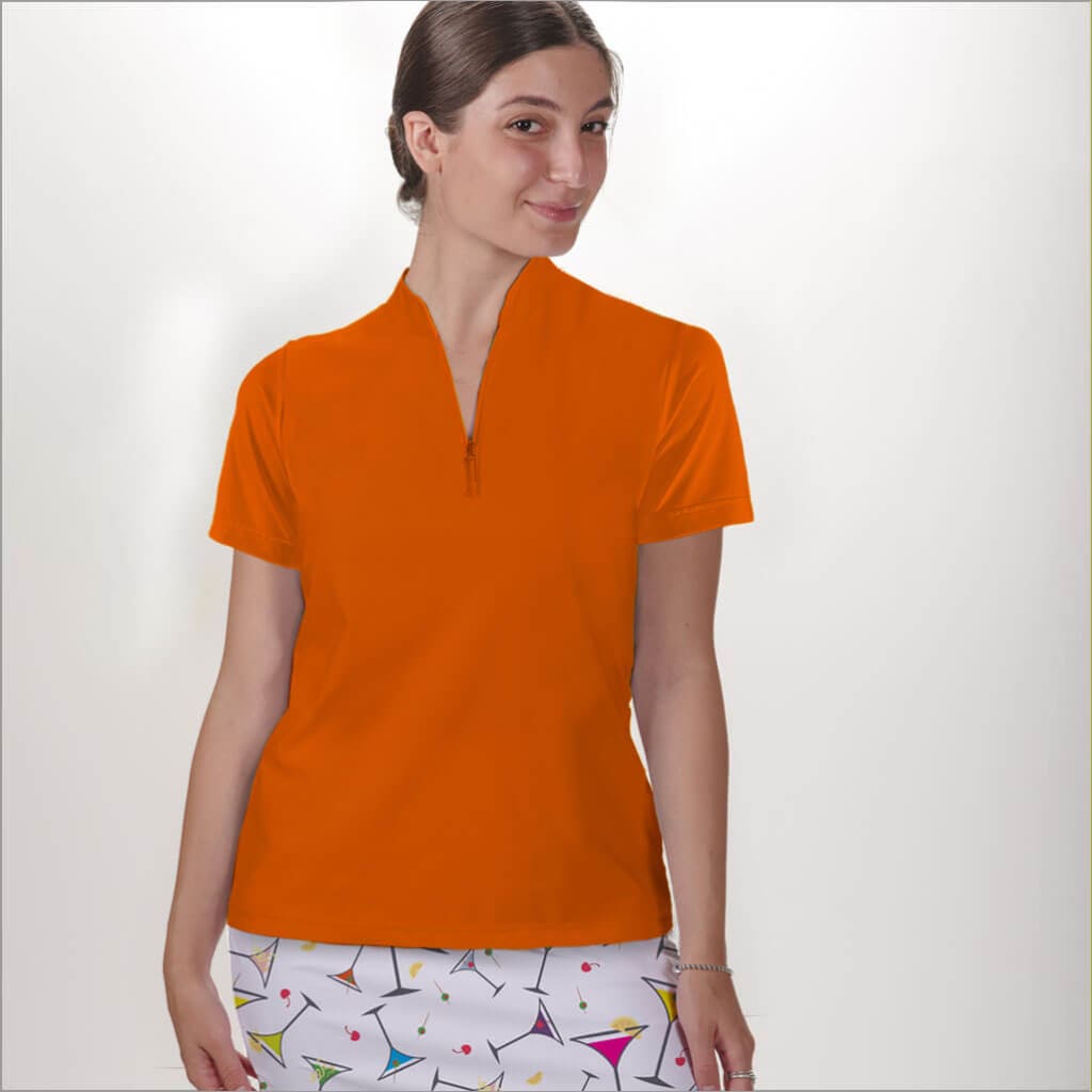 ORANGE POLO QUARTER ZIP TOP - The Golf Guys Online