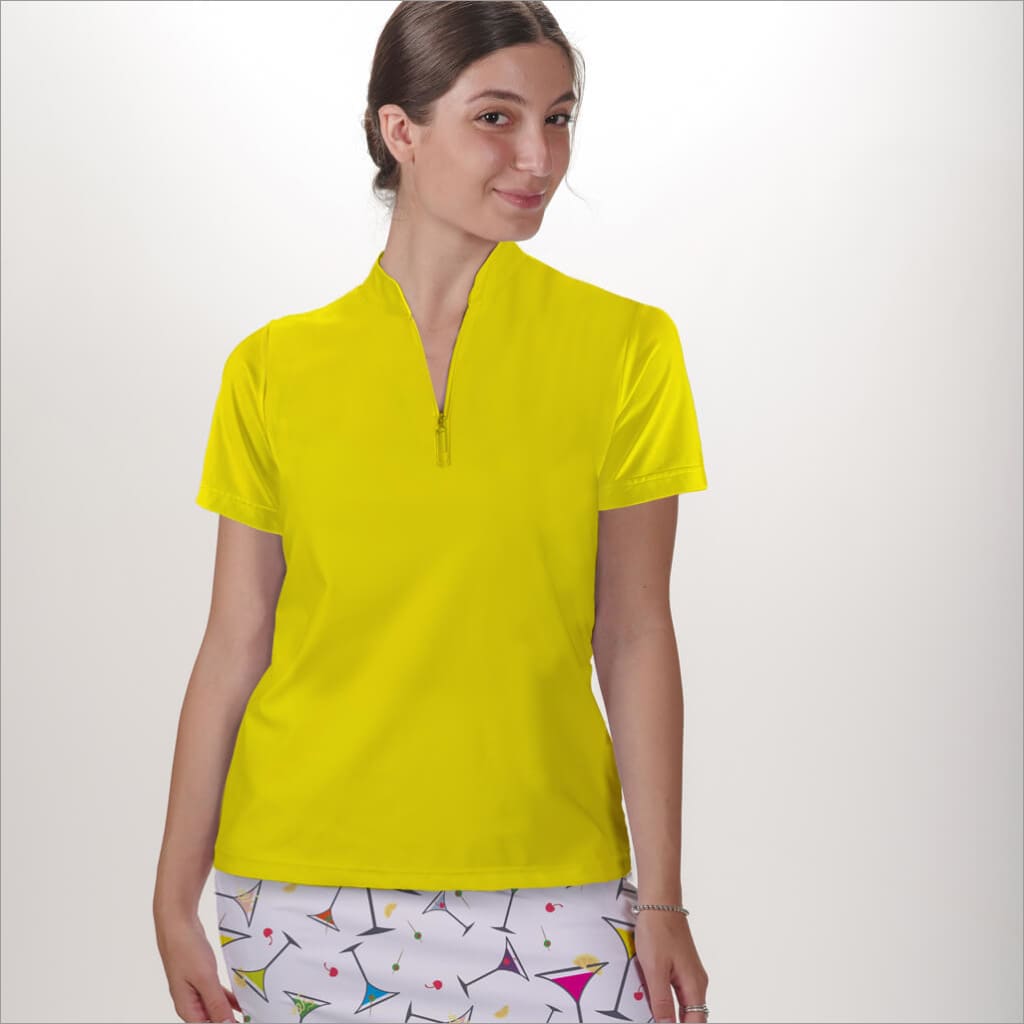 YELLOW POLO QUARTER ZIP TOP - The Golf Guys Online