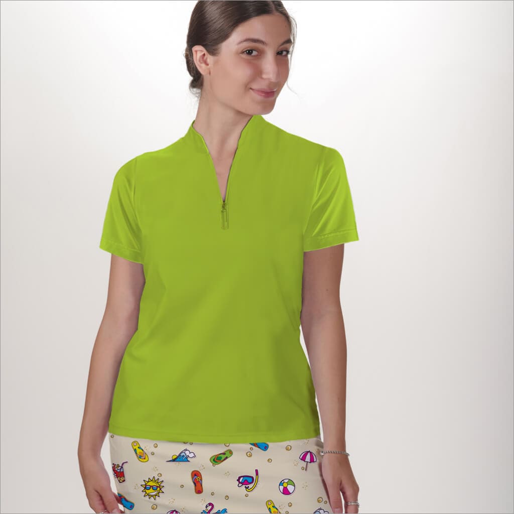 LIME POLO QUARTER ZIP TOP - The Golf Guys Online