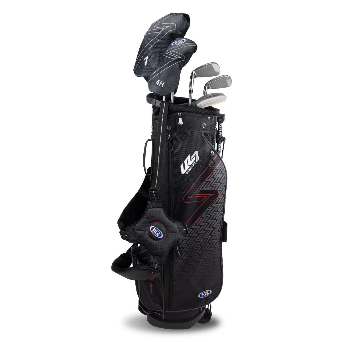 U.S. Kids Golf UL-7 5 Club Stand Set (Approx Age 11, Height 60"-63") Black/Maroon Bag - The Golf Guys Online