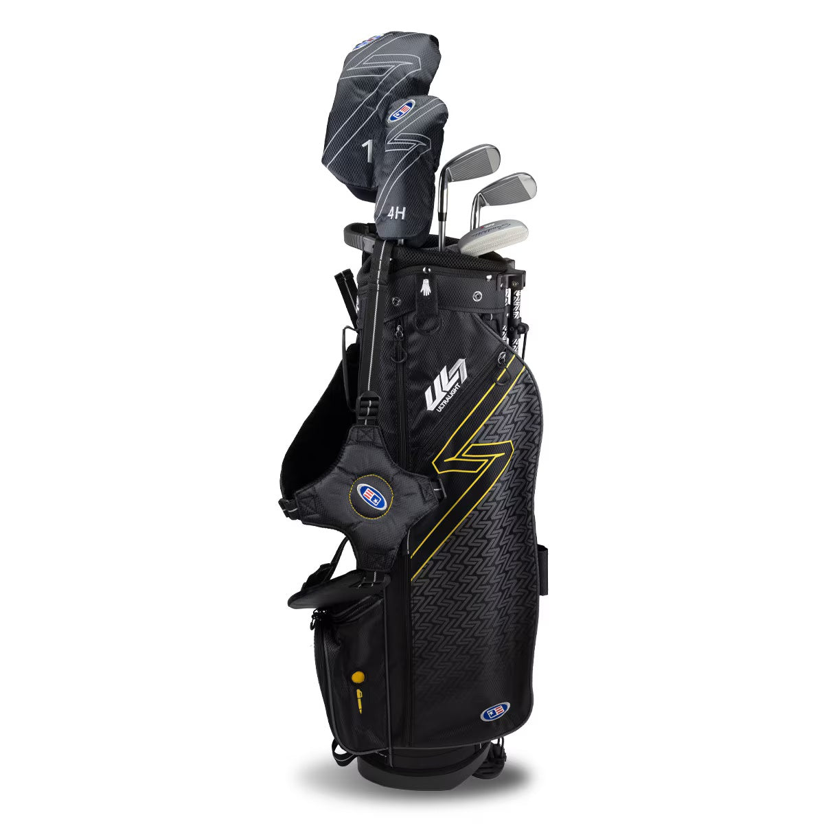 U.S. Kids Golf UL-7 5 Club Stand Set (Approx Age 12, Height 63"-66") Black/Gold Bag - The Golf Guys Online