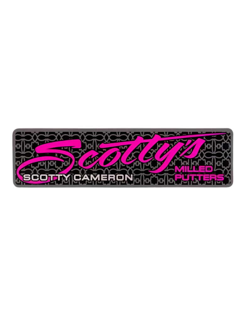 Scotty Cameron "Scotty Script" Pink Sticker - Rectangle 3.5" x 1.0" - The Golf Guys Online