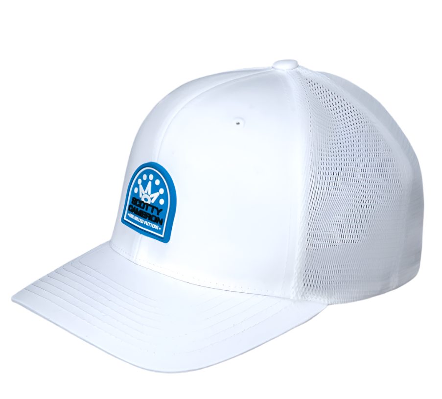 Scotty Cameron - Crown Stack Blue Rubber Patch Flexfit Trucker Hat - The Golf Guys Online