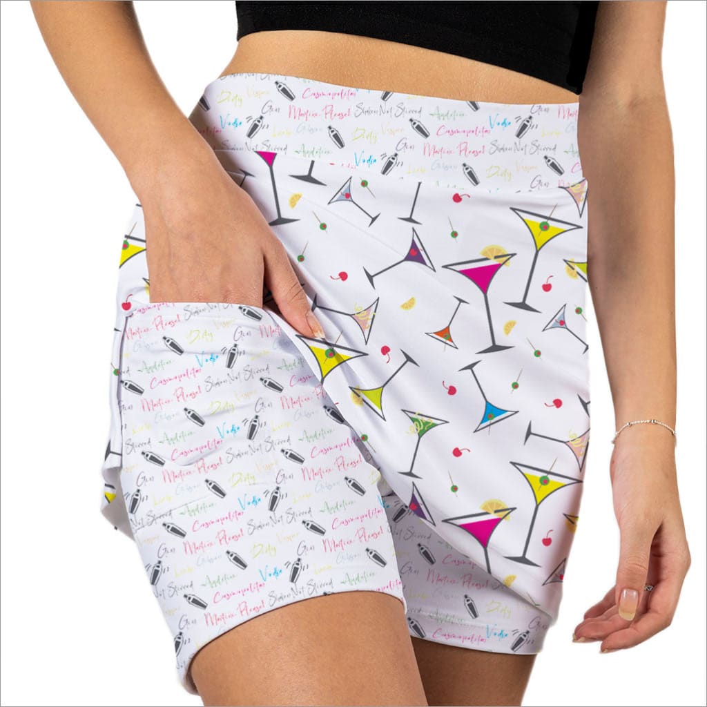 SHAKEN NOT STIRRED MARTINI PRINT SKORT - The Golf Guys Online