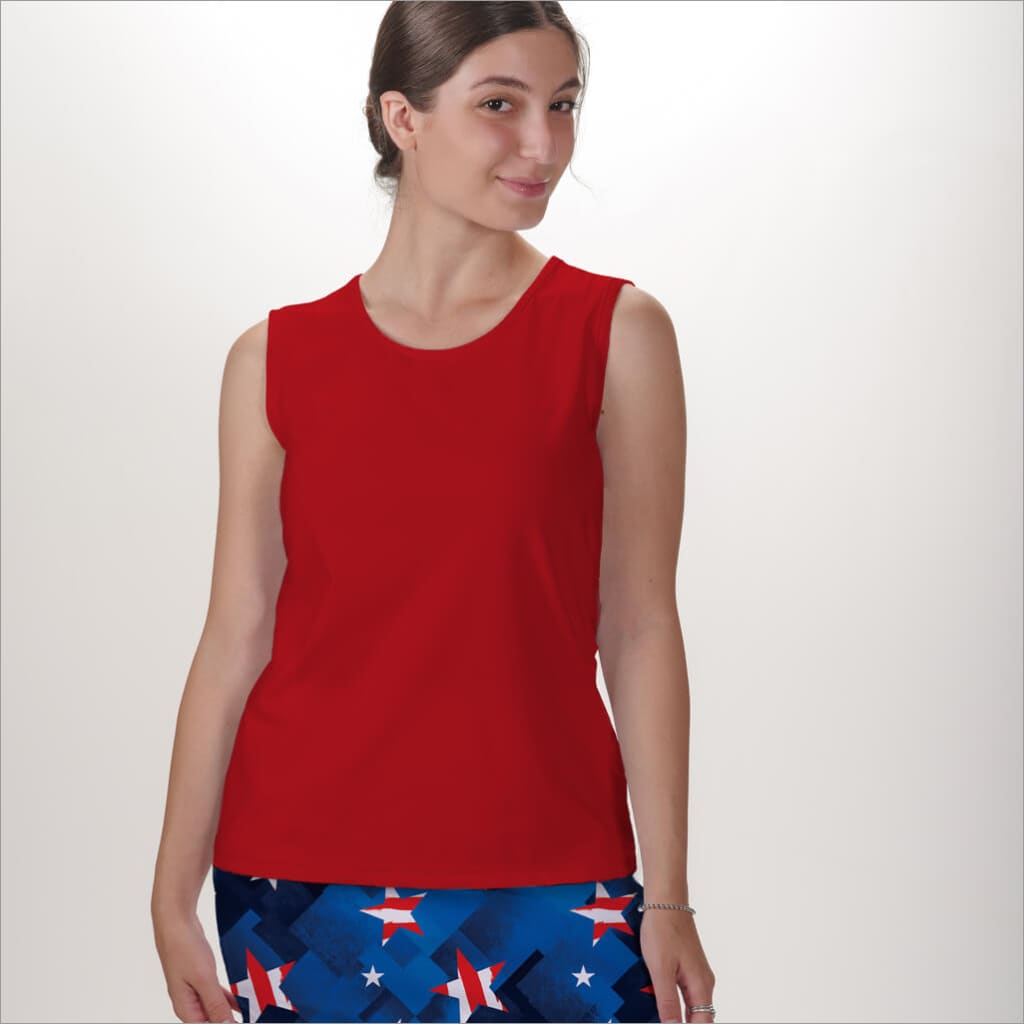 RED SLEEVELESS CREW NECK TOP - The Golf Guys Online