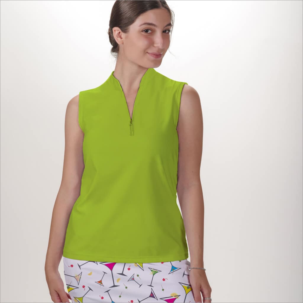 LIME SLEEVELESS QUARTER ZIP TOP - The Golf Guys Online