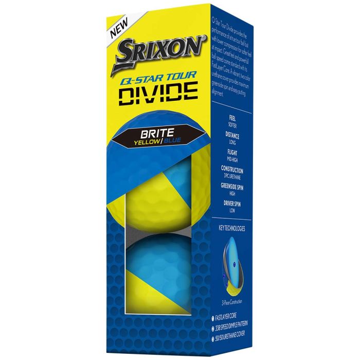 Srixon 2025 Q-Star Tour Divide 2 Brite Yellow/Blue Golf Balls