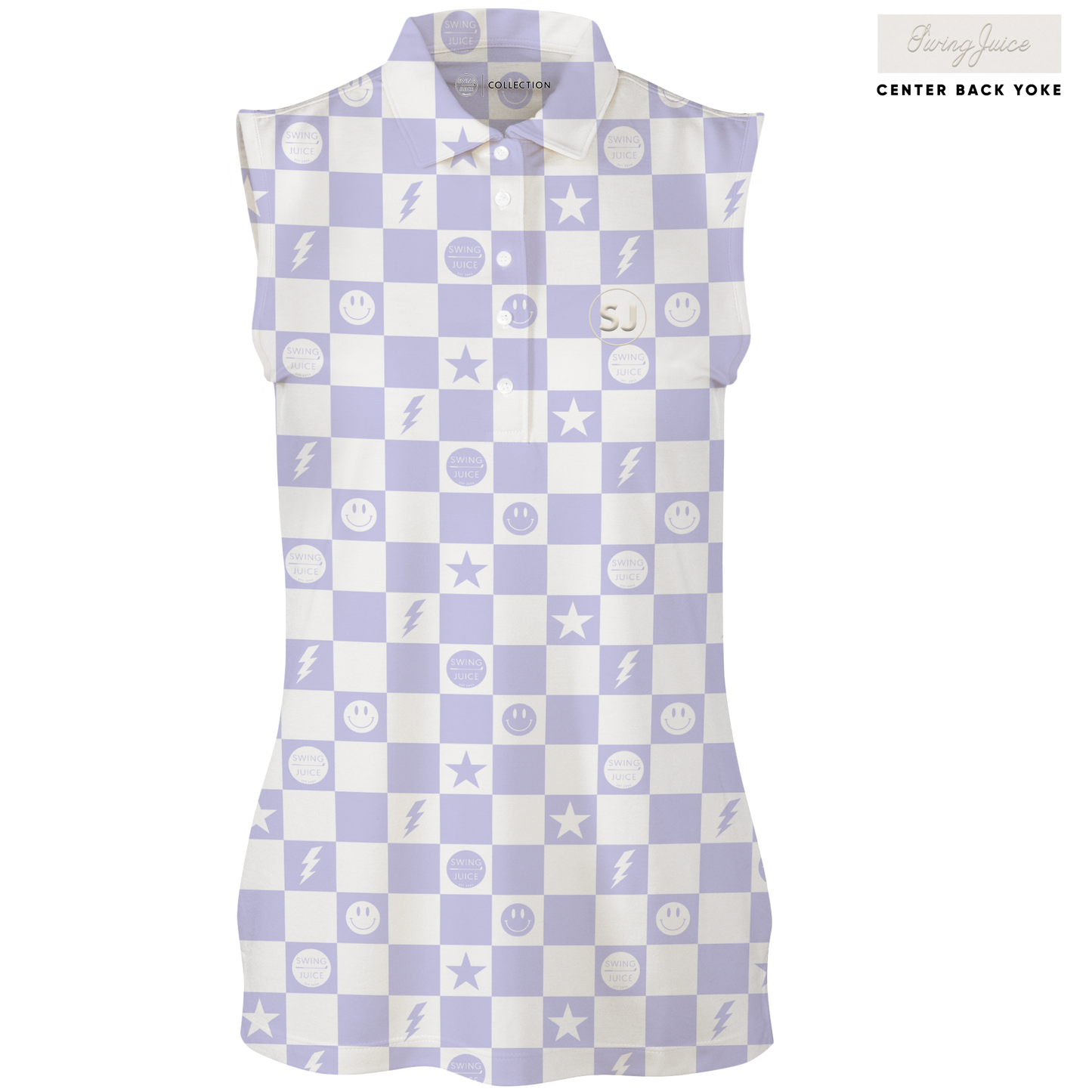 Golf Smile Face Women's Sleeveless Polo - The Golf Guys Online