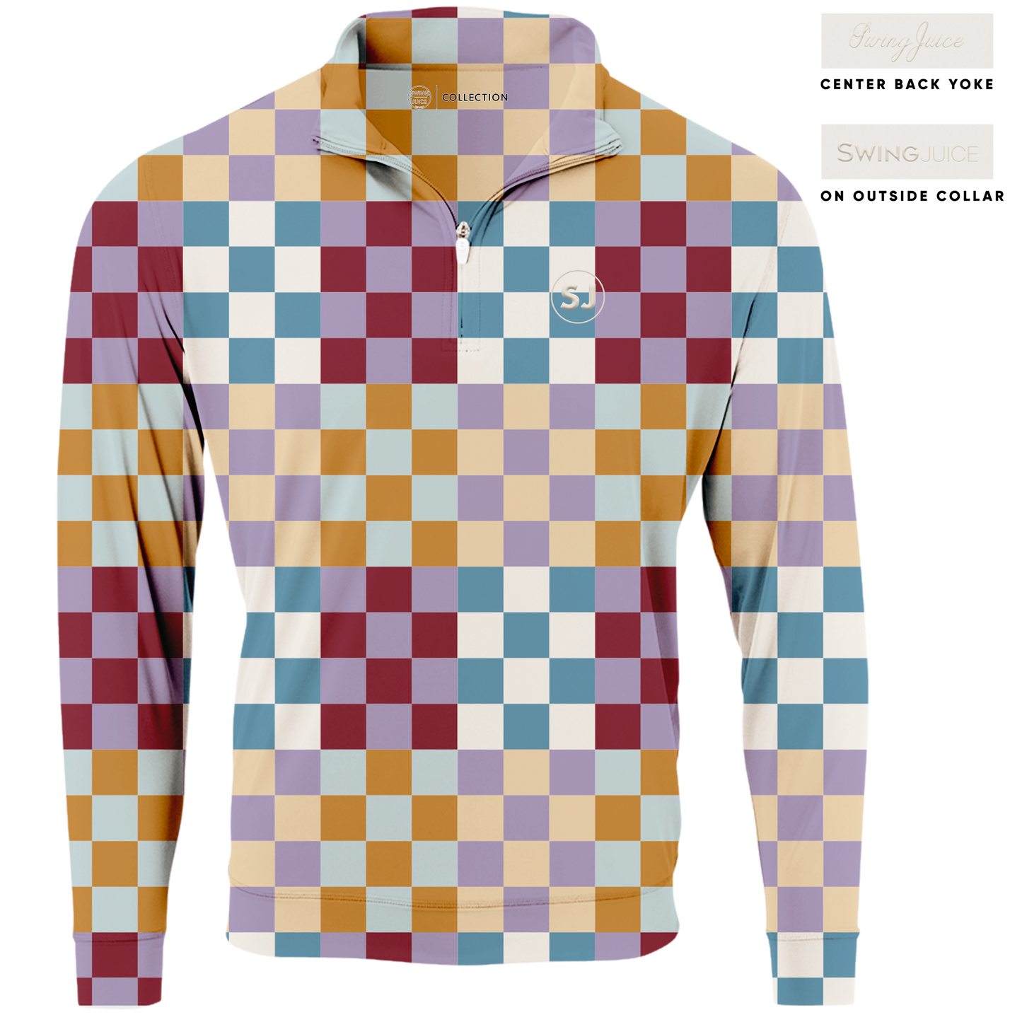 Golf Multi Checker Men's Quarter Zip - The Golf Guys Online