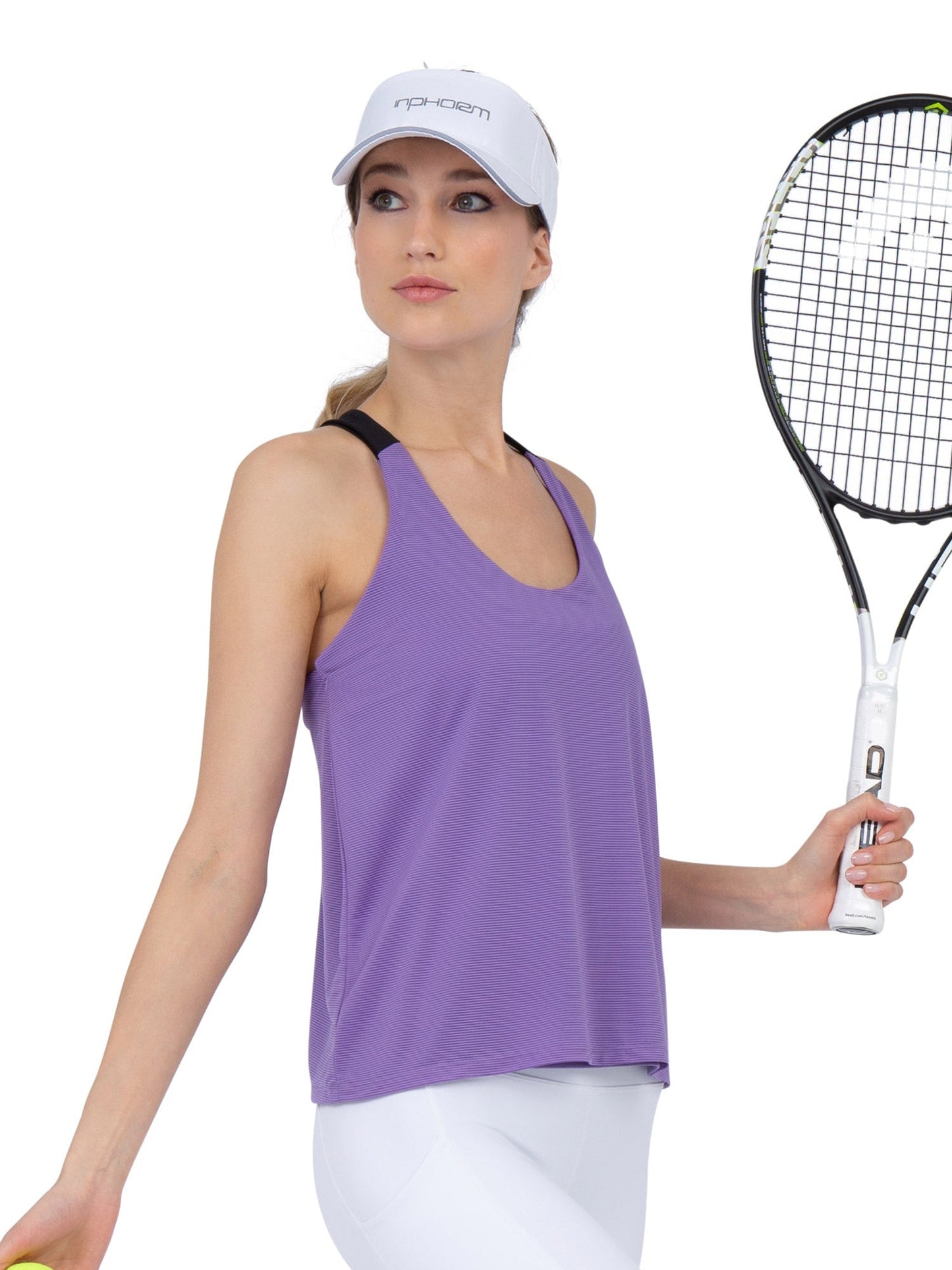 Double-Layered "T" Racer Back Camila Tank - Lavender/Black - The Golf Guys Online
