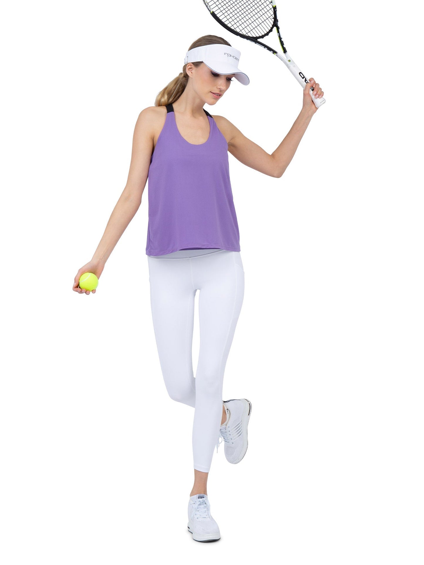 Double-Layered "T" Racer Back Camila Tank - Lavender/Black - The Golf Guys Online