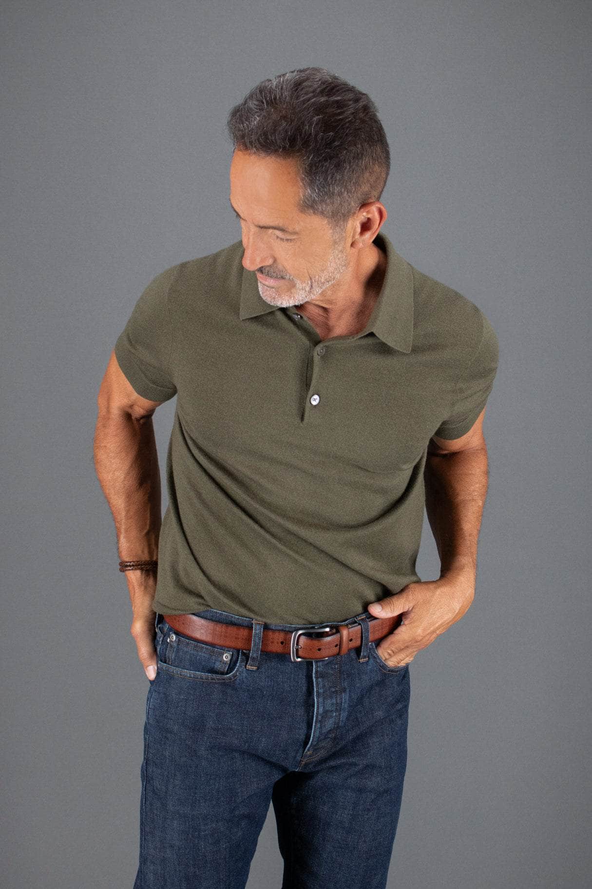 Caelen Plaid Embossed Leather Belt - The Golf Guys Online