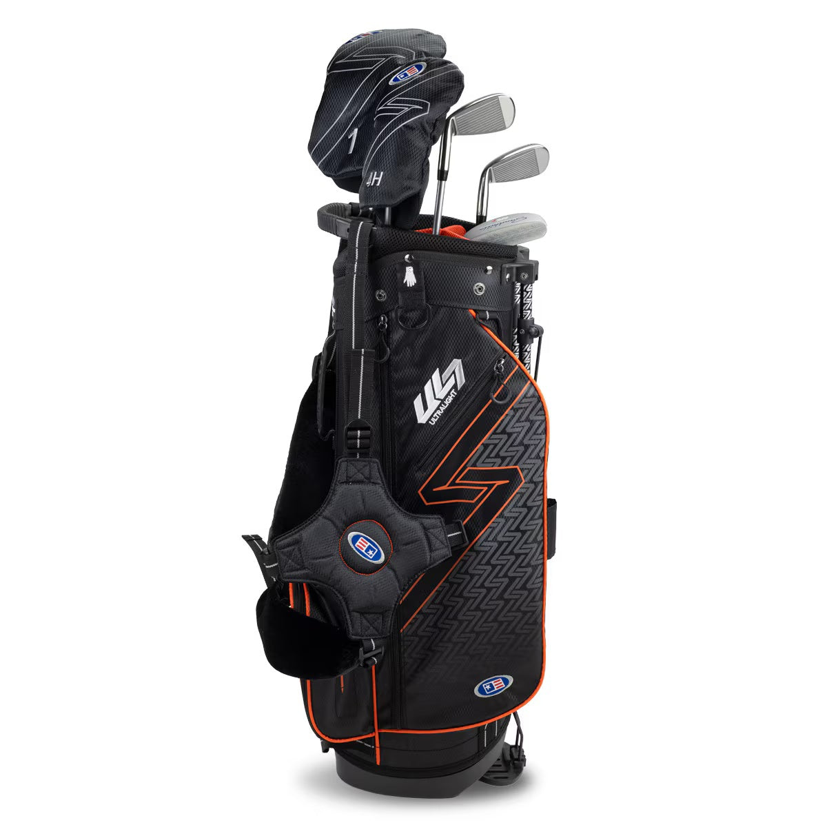 U.S. Kids Golf UL-7 5 Club Stand Set (Approx Age 8, Height 51"-54") Black/Orange Bag - The Golf Guys Online