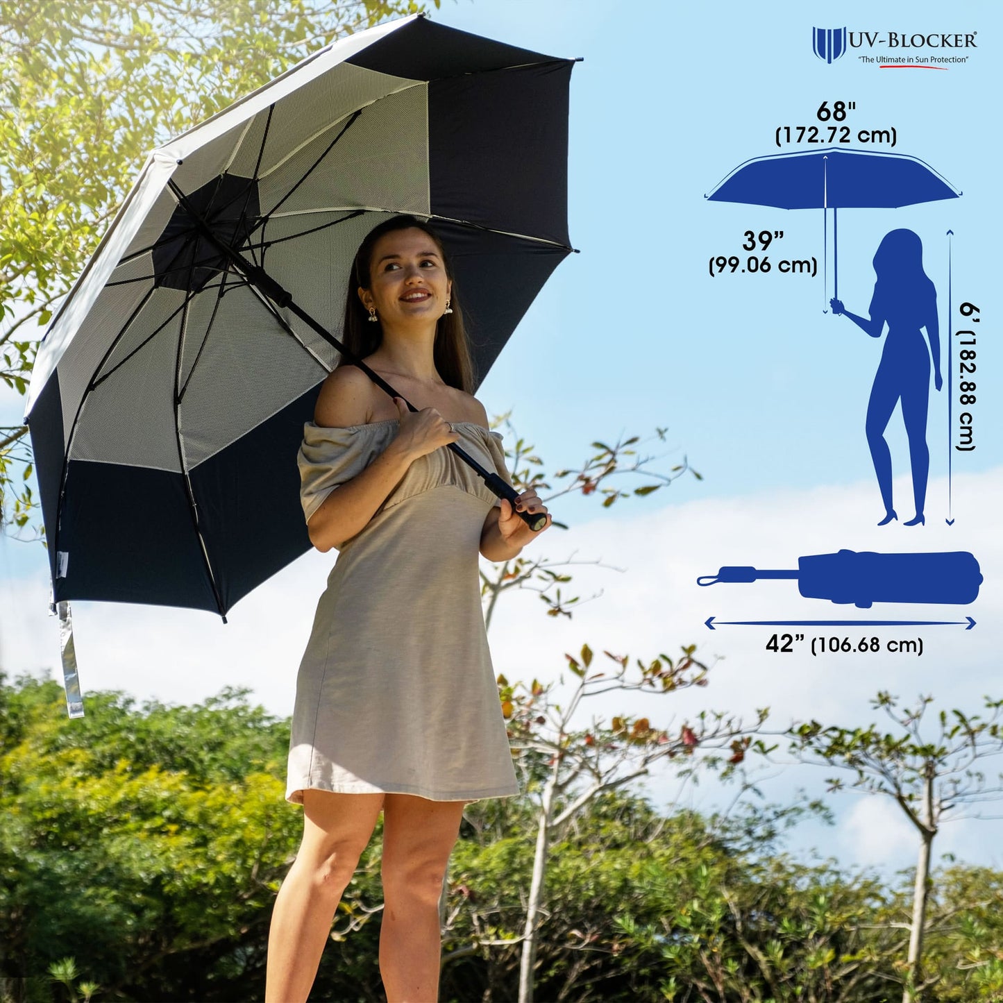 68 Inch Golf UV Umbrella - The Golf Guys Online