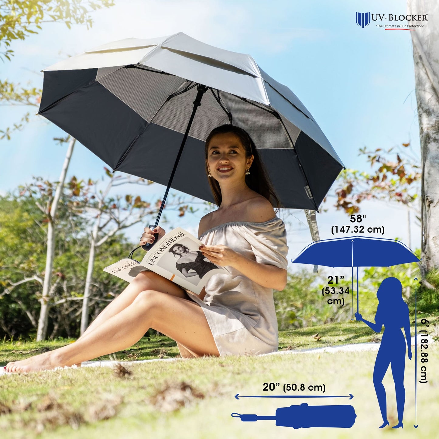 Large Folding UV Umbrella - The Golf Guys Online