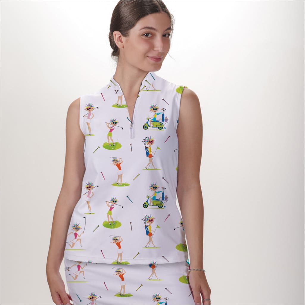 WACKY WANDA SLEEVELESS QUARTER ZIP TOP - The Golf Guys Online