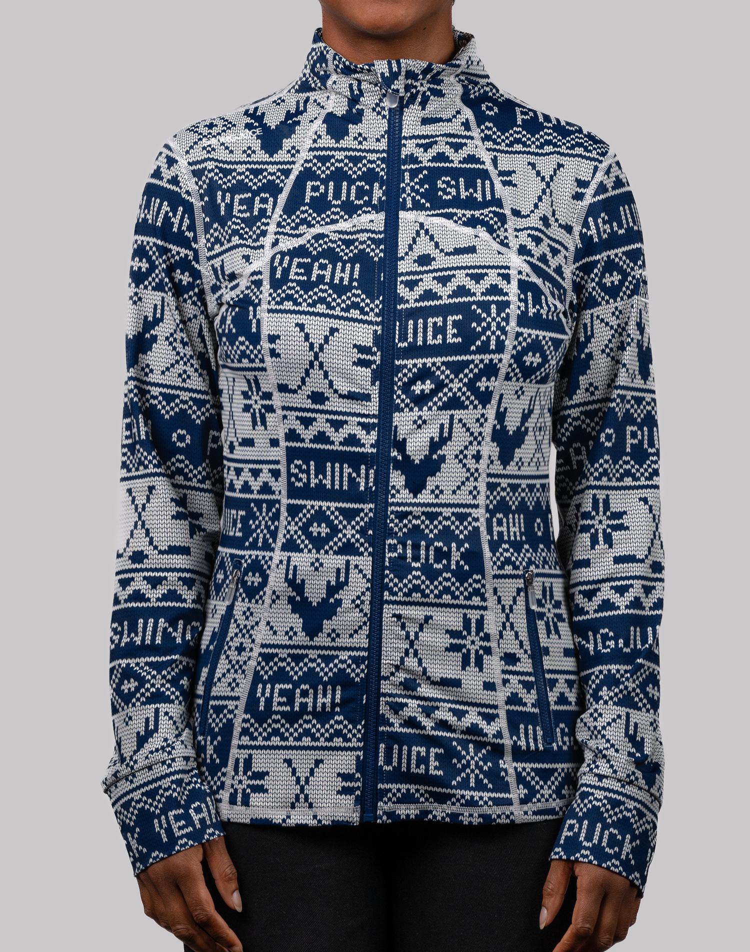 Hockey Puck Yeah Fairisle Women's Full Zip - The Golf Guys Online