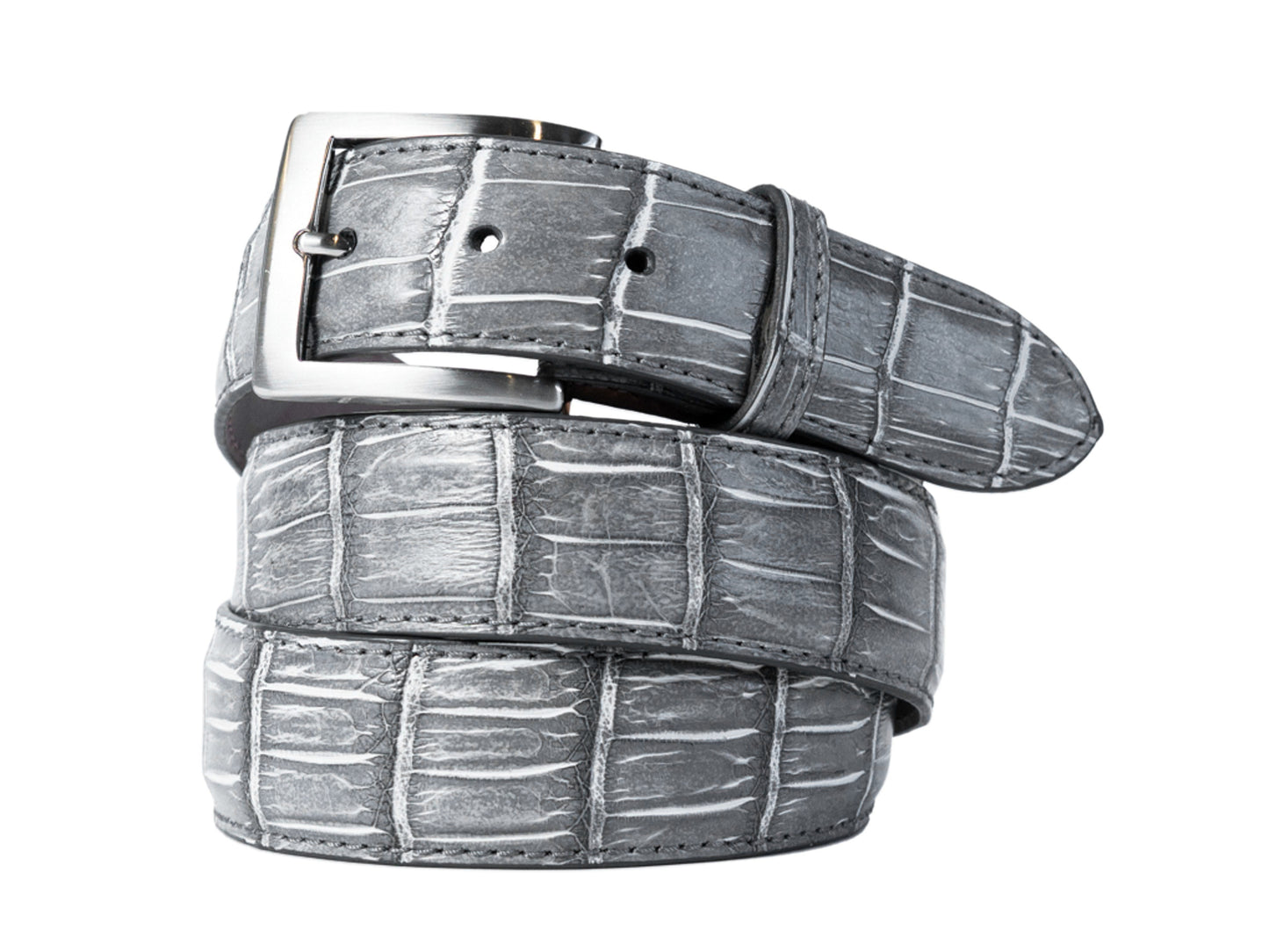 Alligator Skin Handpainted Belt Gray/White - The Golf Guys Online