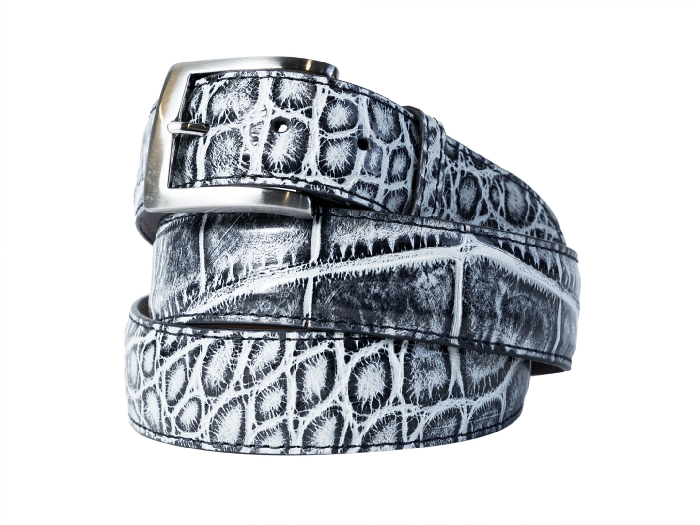Alligator Skin Handpainted Belt Blue/White - The Golf Guys Online