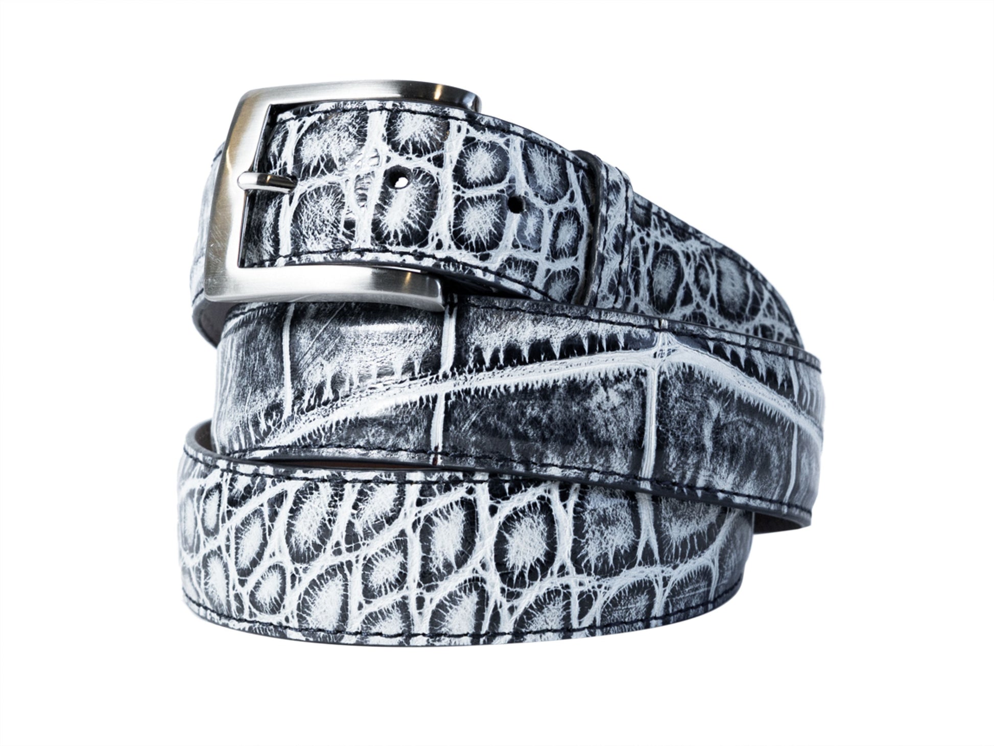 Alligator Skin Handpainted Belt Blue/White - The Golf Guys Online