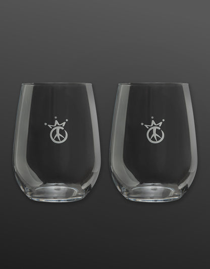 Limited Scotty Cameron Peace Crown Stemless Wine Glass Set of 2