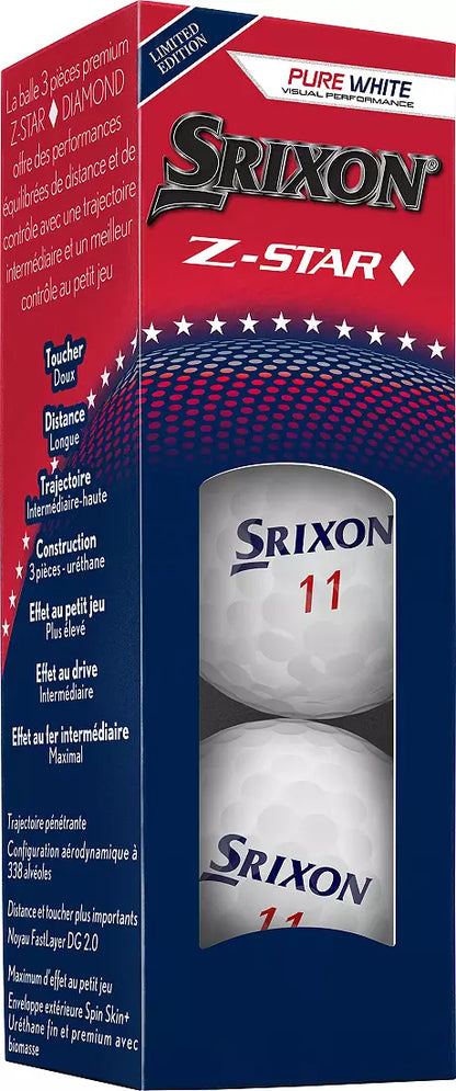 Srixon Z-Star Diamond Limited Edition USA 2025 Pure White Golf Balls