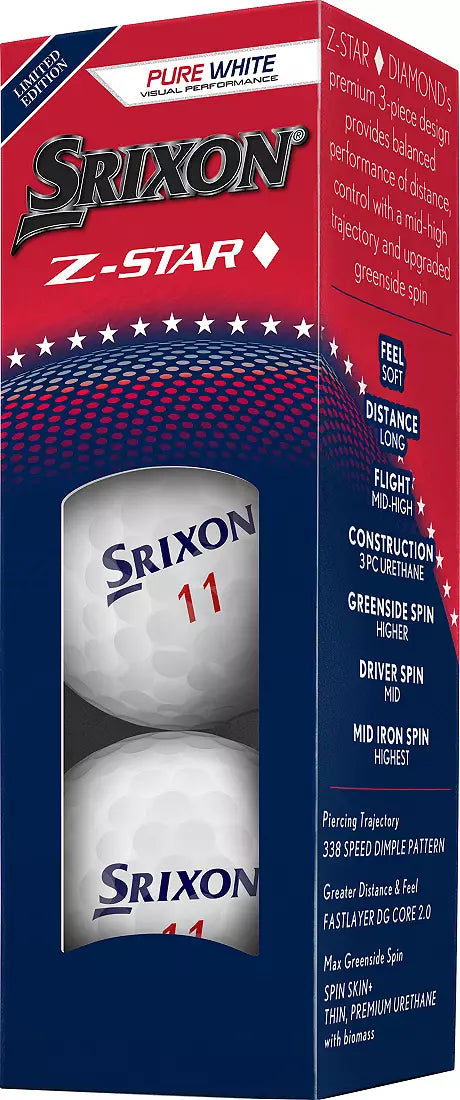 Srixon Z-Star Diamond Limited Edition USA 2025 Pure White Golf Balls