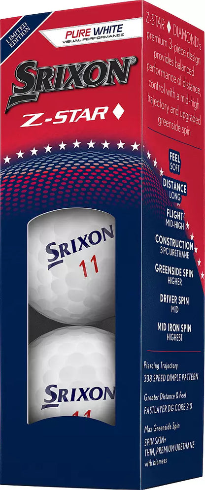 Srixon Z-Star Diamond Limited Edition USA 2025 Pure White Golf Balls