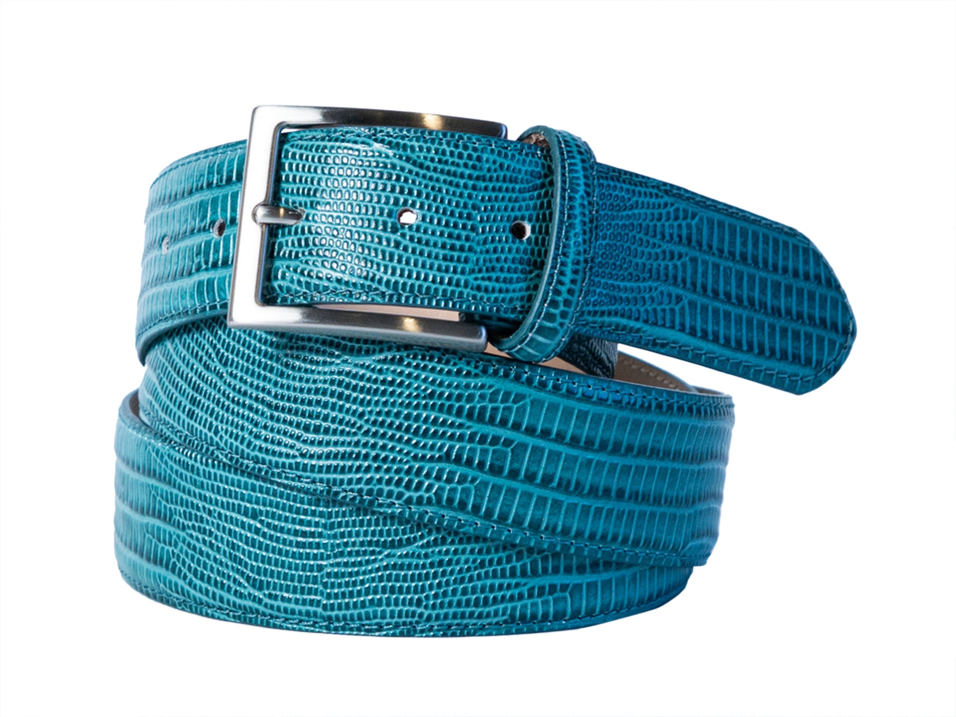 Calf Skin Lizard Embossed Belt Tiffany Blue - The Golf Guys Online