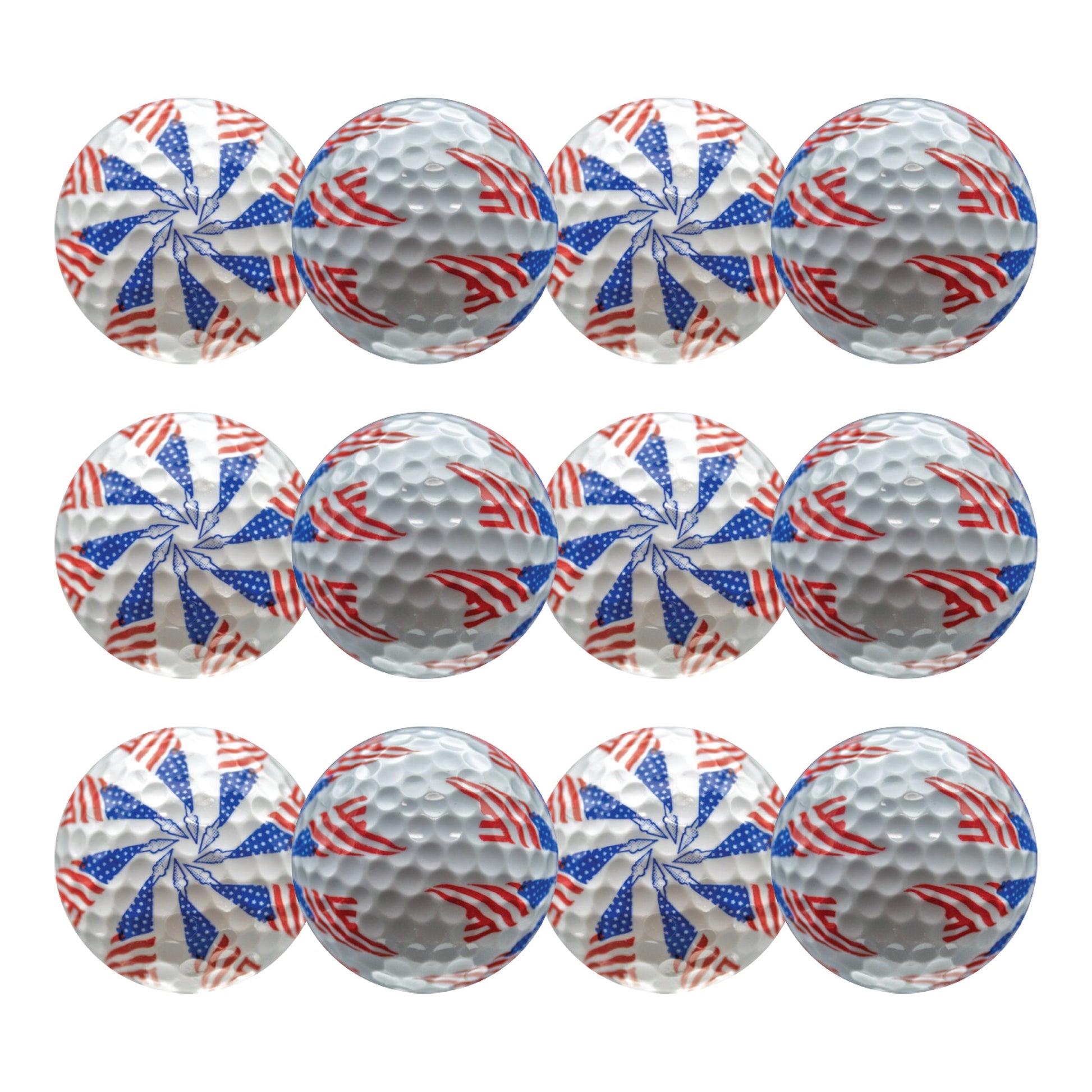 New Novelty Patriotic Stars and Stripes Pinwheel Golf Balls