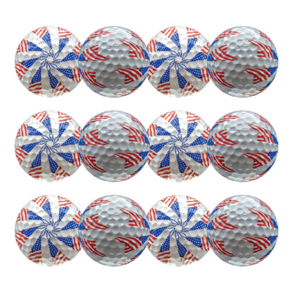 New Novelty Patriotic Stars and Stripes Pinwheel Golf Balls